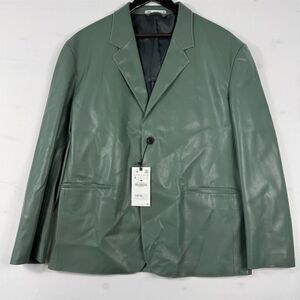 Zara Green Vegan Leather Blazer Size L